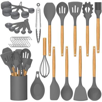 China Sustainable Cooking Batteries 33 Pcs Non-Stick Silicone Cooking Kitchen Utensils Spatula Set for sale