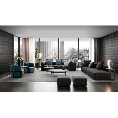 China Steel-earth Wearproof Best Selling Contemporary American Style Household Living Room Modern Black Fabric Sectional Sofa for sale