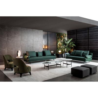 China Wearproof Design European Green Living Room Furniture North American Style Factory Price Steel-earth Fabric Sectional Sofas for sale