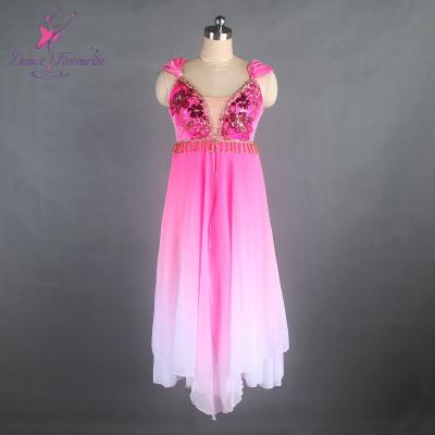 China Dresses Customized Professional Ballet Costume Shadow Dance Pink Chiffon Dress B17066 for sale