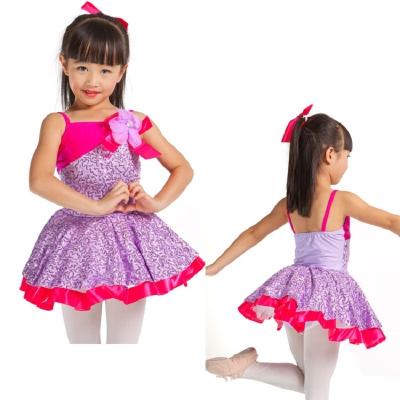 China Dresses 2 in 1 Kids Dance Costume Set Lavender Sequin Lycra Leotard Dress Ballet Tutus Jazz Performance Costumes 14033 for sale