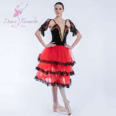 China Dress up 19023 good quality girls and women red long spanish dress ballet tutu ballerina costume for sale