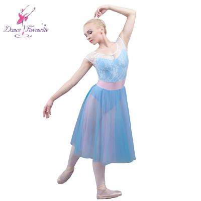 China Light Blue Dresses Mesh Long Dress For Girls Ballet Dancing Contemporary Costumes 18011 for sale