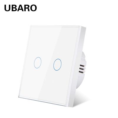 Cina 2gang Bianco Switch di vetro 5W - 150W LED Touch Switch Pannello di vetro temperato in vendita