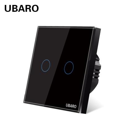 China 100VAC - 240VAC Interruptor de iluminação táctil 2gang Negro Smart Dimmable Light Switch à venda