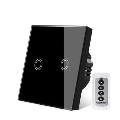 China Black Wireless Electrical Switch Remote Switch Type 86 2 Gang for sale