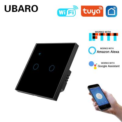 China Tuya App Remote Control  Smart Home Wall Mount Light Smart WIFI Switch Touch Lamp Switch Voice Control 2 Gang for sale