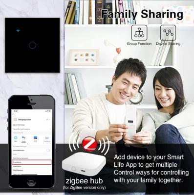 China Smart Tuya Zigbee Switch Type 86 Black EU/UK Standard App Remote Control for sale