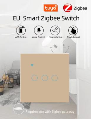 Китай Интеллектуальные переключатели Zigbee Золотой ЕС / Великобритания Стандарт 220V Стенные переключатели Контроллер приложений продается