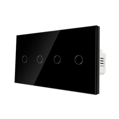 Chine EU/UK 157*86mm Compact Touch Switch 4Gang Push Button Wall Switch Convient pour une boîte d'installation ronde à vendre