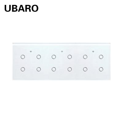 China Interruptor de atenuación inteligente 10A 12 bandas Panel de vidrio de luz Interruptor de aplicación de control manual en venta