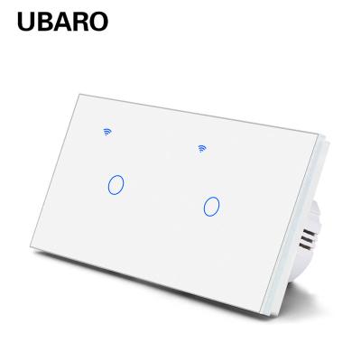 China 146*86mm 2 Gang Fireproof Tuya Smart Home WIFI Light Switch Com Controle Remoto Interruptor Elétrico 240V Controle de Voz à venda