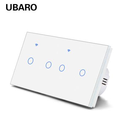 China Control de voz Interruptor de apagador de luz inalámbrico para el hogar 10A 2200W 4 Gang Interruptor de alimentación controlado por Wifi en venta