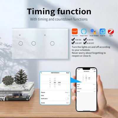 Cina Light Smart Zigbee Switch App Control 3 Gang Neutral Wire 3 Gang Smart Light Switch in vendita