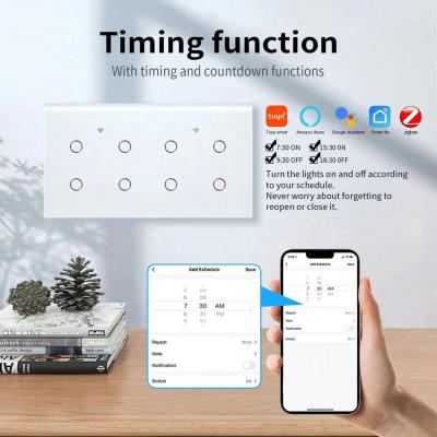 Китай Сенсорный контроллер Zigbee Switch Модуль голосового управления ABS PC 8 Gang White Touch Dimmer Switch продается