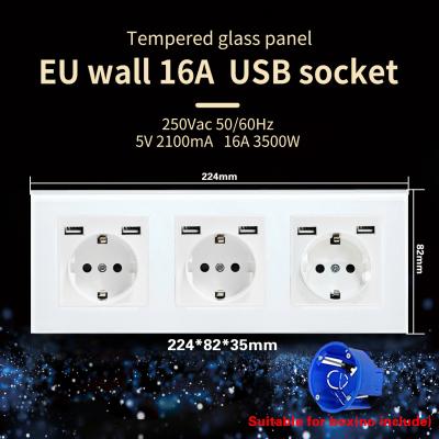 China Conector USB estándar de la UE Conectores eléctricos de 3500W con caja de fondo de montaje de USB en venta