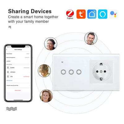 China Wifi Wall Smart Plug And Switch Tuya Smart App Light Switch Com Plug Combo à venda