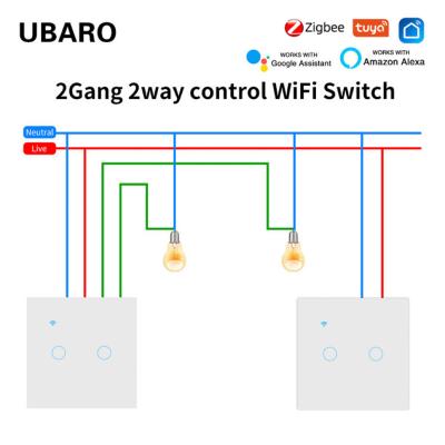 China 2 Gang 2 Way Dual Dimmer Switch Zigbee TuYa Switch Voice APP Touch Control for sale