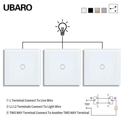 Cina Tasto manuale accensione spegnimento doppio interruttore di luce singolo controllo del filo di fuoco scala interruttore croce 50-60Hz 10A 1 gang 2 way in vendita