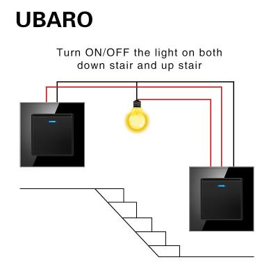 China 82Type FR Standard Wall Light Cross Switch 250V 10A 2000W 1 Gang 2 Way Push Switch Suitable Round Installation Box for sale