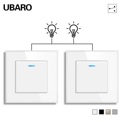 China 86 neumáticos doble escalera luz interruptor panel de vidrio templado blanco 250V 10A adecuado para la caja de instalación redonda en venta