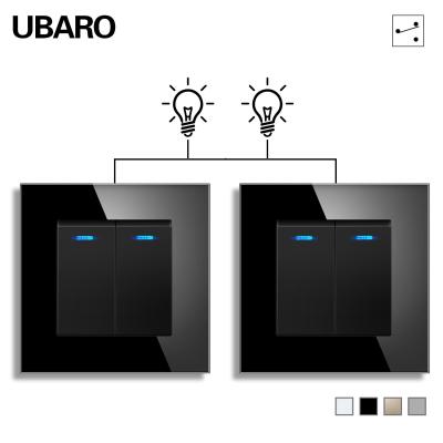 China 86 tipos de la serie R Modernas luces de pared negras con interruptor de control de empuje Panel de vidrio templado Compatible con Reino Unido/UE/FR en venta