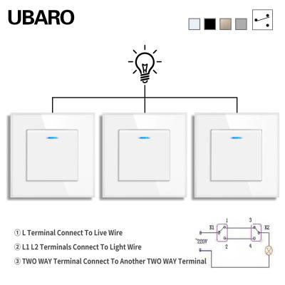 中国 82タイプ EU標準壁掛けのダブルライトスイッチ 1Gang 3Way 中間スイッチ 250V 10A 2000W/Gang 販売のため