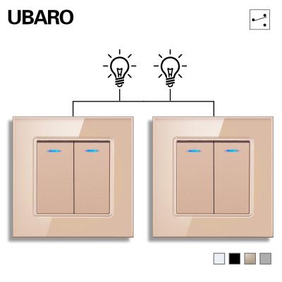 China UBARO L Series 86Type Feuerfeste PC 100-240Vac Dual Light Switch Control mit blauer Anzeige ausgeglichenes Glas Panel zu verkaufen