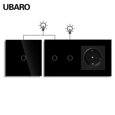 China Control de doble interruptor con un solo cable en vivo con luz de indicador encendida / apagada en rojo / azul botón del panel de vidrio templado en venta