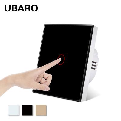 Chine 86*86mm 1 Commutateur de lumière tactile de gang Noir Fil de feu unique Capteur intégré Commutateur électrique 220V 10A à vendre