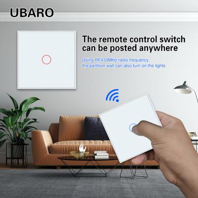 China 1 Gang Wireless Remote Switch 433rf Wall Control Wifi Wall Switch Live Wire Control With Led Indicator for sale