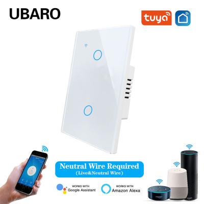 China US Standard 2Gang Tuya App Remote Voice Control Smart WIFI Switch met gehard glaspaneel Led Indicator Te koop