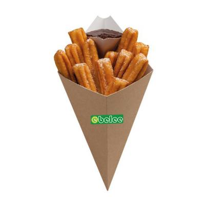 China Food Grade Kraft Brown Frite Cone Disposable Paper Box For French Fries for sale