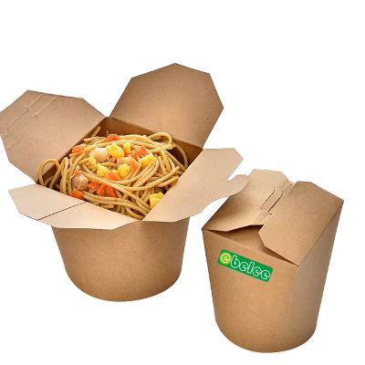 China EBELEE Disposable Round Paper Noodle Box Food Grade Paper Noodle Bottom Box for sale