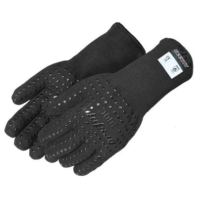 China Seeway 300C Heat Resistant BBQ Gloves Silicone Cotton Heat Resistant Liner Black for sale