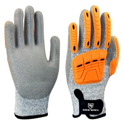 China Seeway Hign Anti-Cut Impact Gloves Full-finger Hand Back TPR Anti Oil Resistant Cut Gloves for sale