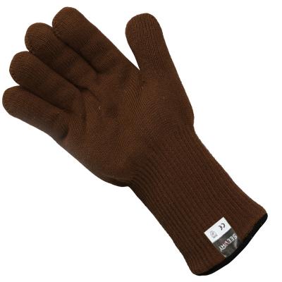 China heat & Flame Proof Seeway BBQ Bi-ply Grilling Cooking Gloves Aramid Knitted Shell Extra Long Protective Cuff Cotton Lining Heat Resistant for sale