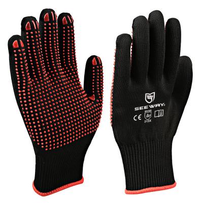 China Industry Assembly Safety Work Anti-Slip Nylon Knitted Gloves With PVC Palms for sale