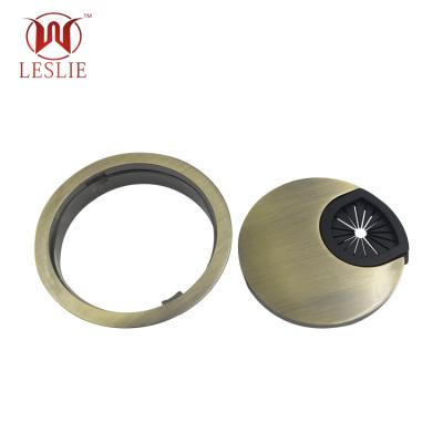 China Modern Zinc Alloy 60mm Round Desk Cable Grommet Conference Table Hole Cover Instrument Wire Organizer Desk Grommet for sale