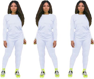 China 2022 Wholesale Solid Color Long Sleeve Breathable Long Pants 2 Pieces Set Casual Plus Size Women Sweatsuit Set Jogging Tracksuit for sale