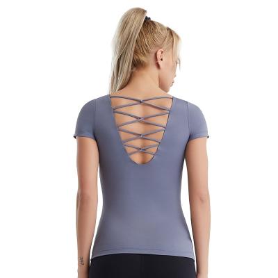 China Breathable High Quality Custom Short Sleeve T-shirt Women Fitness Shirt Yoga Wear for sale