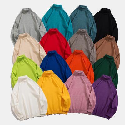 China 2022 Custom Anti-Wrinkle Wholesale High Quality Multi Color Turtle Neck Pullover Sweater Long Sleeve Knit Plus Size Mens Sweaters for sale