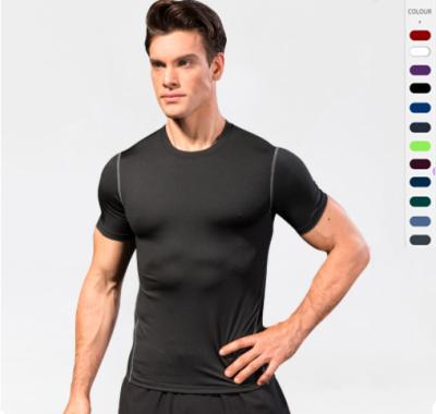 China 2022 New Breathable Custom Wholesale Solid Stretch Training Use Men's T-shirt Sports Gym Breathable Quick Dry T-shirt for sale