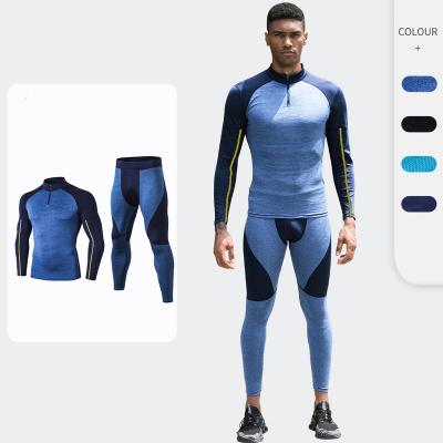 China Wholesale Custom Stretch Breathable Printed Sports Men's Clothing Gym Fitness 2 Piece Compression Tights Running Quick Dry Workout Set for sale