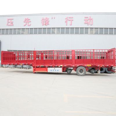 China 4 Axle Truck Trailer 3 Axles 50-80 Ton Bulk Cargo Livestock Haul High Wall Barrier Semi Livestock Truck Trailer for sale