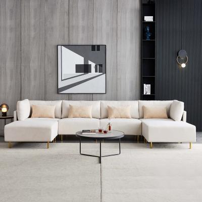 China Other modern design u shape linen fabric corner sofa large size living room sofas 6 for sale