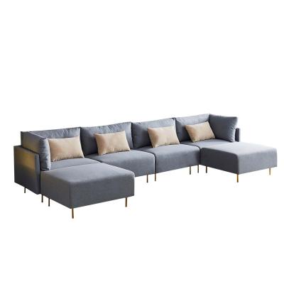 China Other modern design u shape canvas fabric corner sofa 6 seat living room sofa set large size furniture for sale