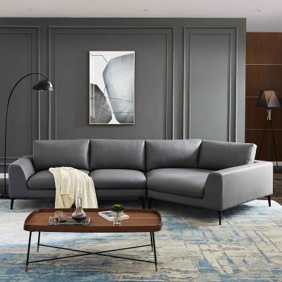 China Gray Modular Wedge Design Air Leather Combination Sectional Sofa English Style Living Room Sofas for sale