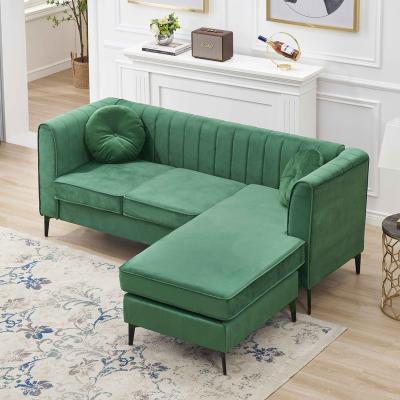 China Removable Modern Minimalist Style L Shaped Green Velvet Corner Cover Sofa For Living Room for sale