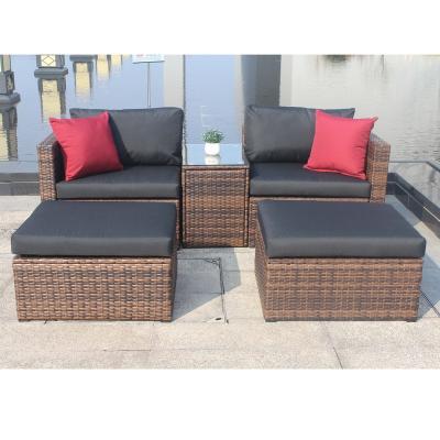 China Weather Furniture Brown Outdoor Wicker Waterproof Fabric Modular Garden Sofas With Furniture Cover for sale